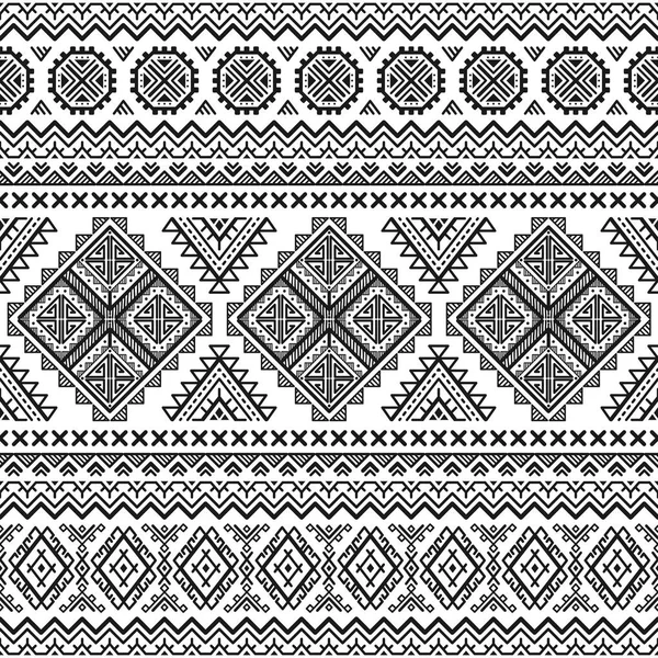 Ethnic Seamless Monochrome Pattern Aztec Geometric Background Tribal Print Navajo — Stock Vector