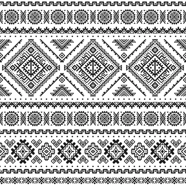 Etniska Sömlös Svartvita Mönster Aztec Geometrisk Bakgrund Tribal Print Navajo — Stock vektor