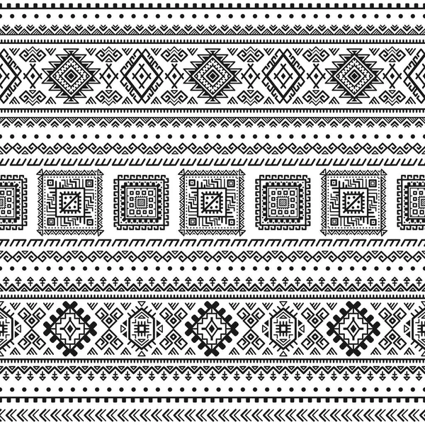 Patrón Monocromo Sin Costura Étnica Fondo Geométrico Azteca Impresión Tribal — Vector de stock