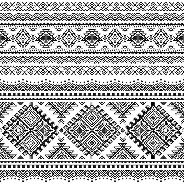 Etniska Sömlös Svartvita Mönster Aztec Geometrisk Bakgrund Tribal Print Navajo — Stock vektor