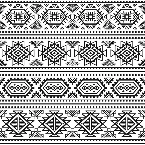 Ethnic Seamless Monochrome Pattern Aztec Geometric Background Tribal Print Navajo — Stock Vector