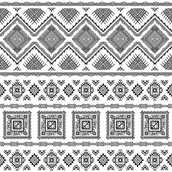 Ethnisch Nahtloses Monochromes Muster Aztec Geometrischen Hintergrund Stammesdruck Navajo Stoff — Stockvektor