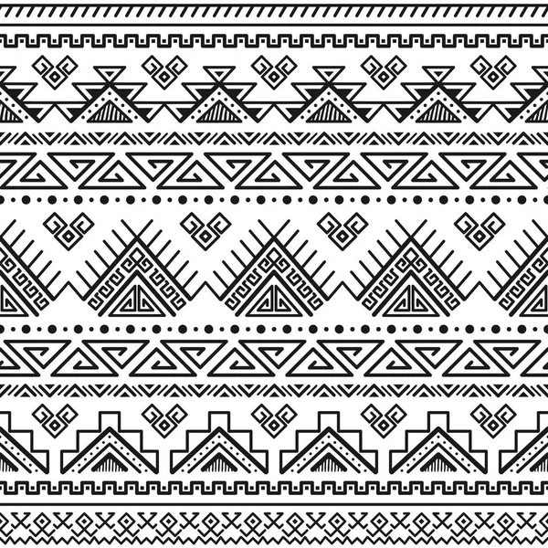 Etnische Naadloze Zwart Wit Patroon Azteekse Geometrische Achtergrond Tribal Afdrukken — Stockvector