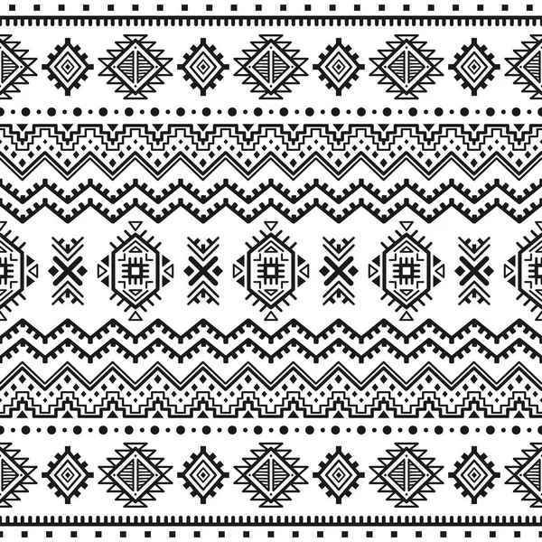 Modèle Monochrome Sans Couture Ethnique Fond Géométrique Aztèque Empreinte Tribale — Image vectorielle