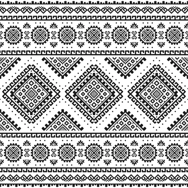 Patrón Monocromo Sin Costura Étnica Fondo Geométrico Azteca Impresión Tribal — Vector de stock