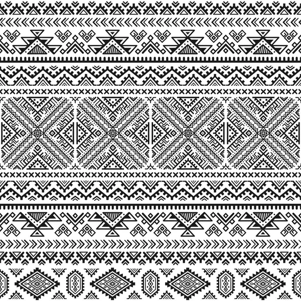 民族无缝单色图案 阿兹特克几何背景 部落打印 纳瓦霍织物 现代抽象壁纸 向量例证 适用于纸张 纺织品设计 — 图库矢量图片