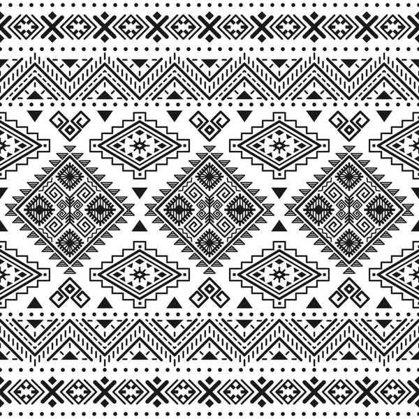 Etniska Sömlös Svartvita Mönster Aztec Geometrisk Bakgrund Tribal Print Navajo — Stock vektor