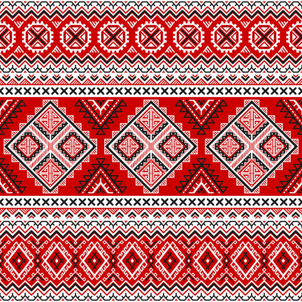 Этнический узор без тюленей с черным, белым, красным цветами. Вдохновленные украинскими славянскими традиционными цветами, мотивами. Геометрический фон. Современные абстрактные обои. Для оформления бумаги, текстиля. Вектор
.