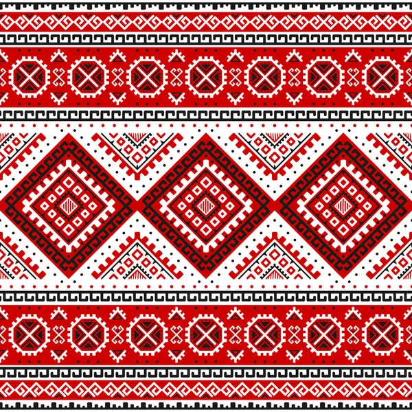 赤の色と民族のシームレスなパターン ウクライナのスラブ伝統的な色 モチーフに触発されました 幾何学的な背景 現代の抽象的な壁紙 紙のデザインのテキスタイル ベクトル — ストックベクタ