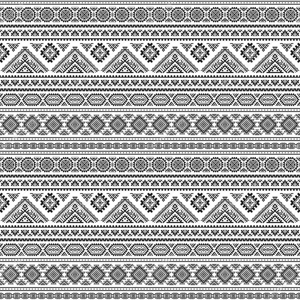 Ethnic seamless monochrome pattern. Aztec geometric background. Tribal print. Navajo fabric. Modern abstract wallpaper. Vector illustration. For paper, textile design.