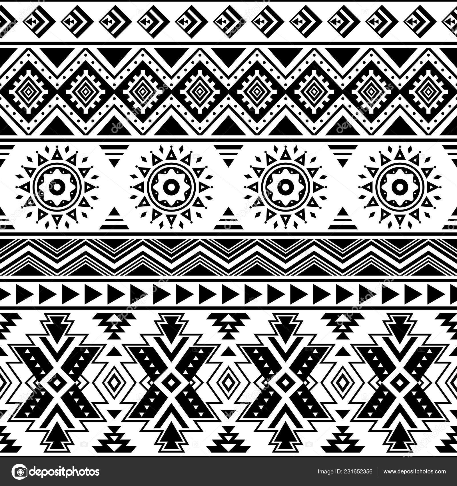 Aztec Seamless Pattern Tribal Geometric Black White Background Can Used