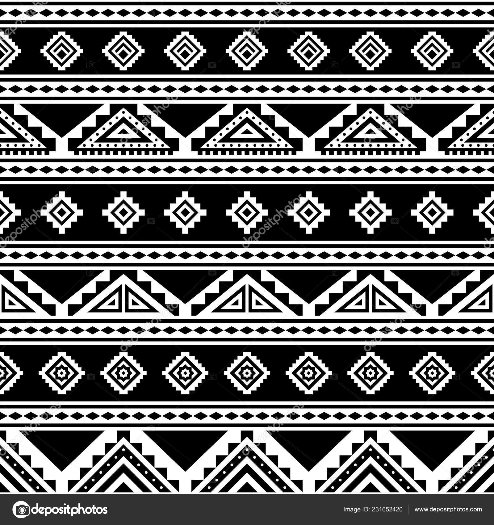 Tribal Striped Seamless Pattern Aztec Geometric Black White Background ...