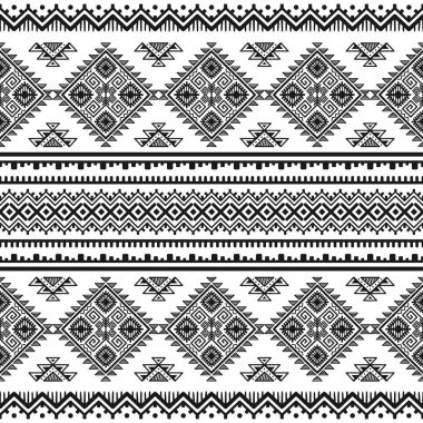 Etnik Dikişsiz tek renkli desen. Aztek geometrik arka plan. Kabile yazdırma. Navajo kumaş. Modern soyut duvar kağıdı. Vektör çizim. Kağıt, tekstil tasarımı.