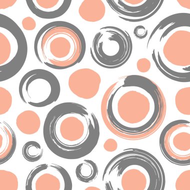 Pastel renklerde daireler ile Seamless modeli. Elle çizilmiş. Moda grunge arka plan. Şık desen Tekstil, ambalaj, vb için. Vektör çizim.