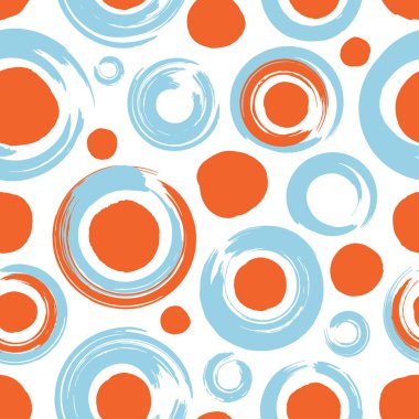 Parlak renkli daireler ile Seamless modeli. Elle çizilmiş. Moda grunge arka plan. Şık desen Tekstil, ambalaj, vb için. Vektör çizim.