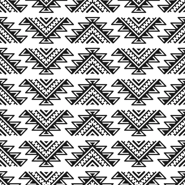 Этнический Бесшовный Монохромный Рисунок Геометрический Фон Ацтеков Племенной Отпечаток Ткань — стоковый вектор