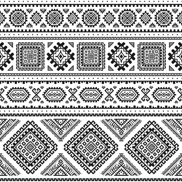 Patrón Monocromo Sin Costura Étnica Fondo Geométrico Azteca Impresión Tribal — Archivo Imágenes Vectoriales