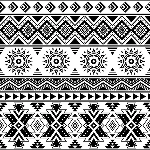 Aztec Nahtlose Muster Tribal Geometrischen Schwarz Weißen Hintergrund Kann Stoffdesign — Stockvektor