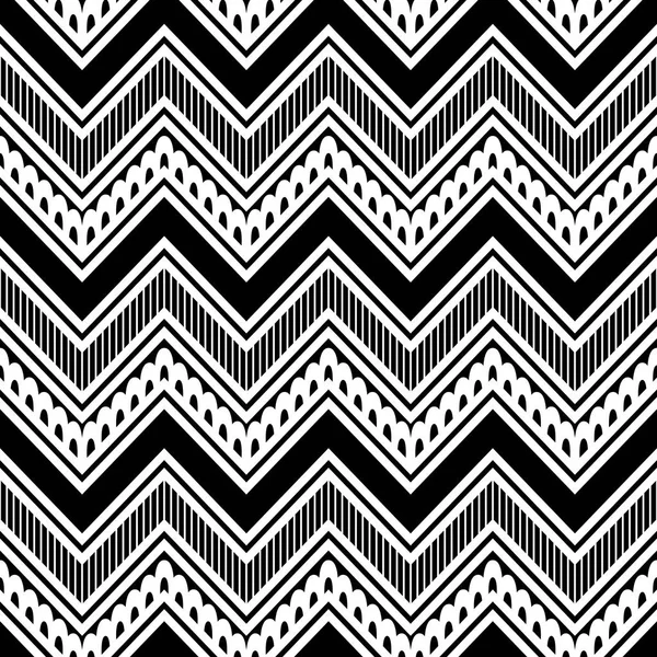 Tribal Zigzag Seamless Pattern Aztec Geometric Black White Background Can — Stock Vector