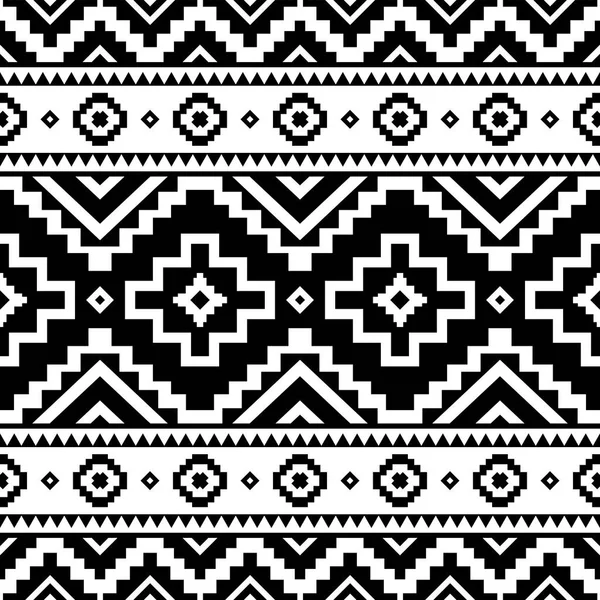 Tribal Rayé Motif Sans Couture Fond Géométrique Aztèque Noir Blanc — Image vectorielle