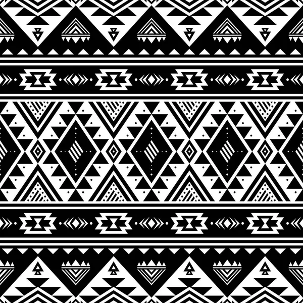 Patrón Tribal Rayas Sin Costuras Fondo Geométrico Azteca Blanco Negro — Archivo Imágenes Vectoriales