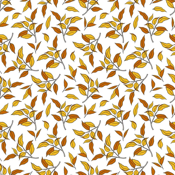 Seamless Pattern Autumn Leaves Branches Vector Illustration Template Textile Notebook — Stock Vector