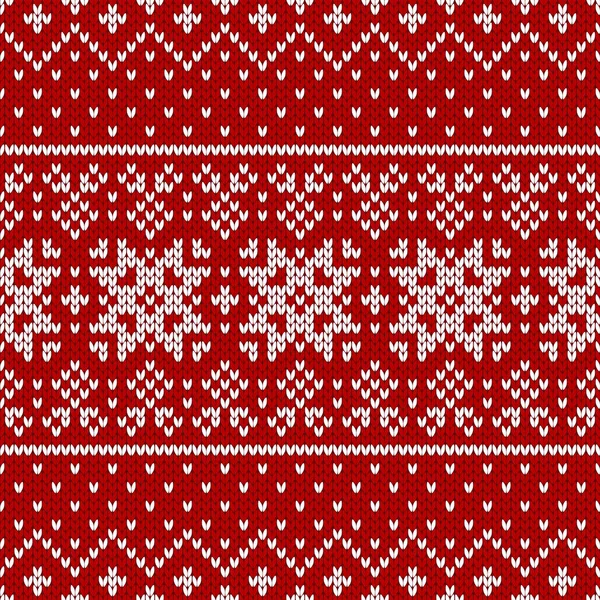 冬のセーター フェアイズル デザイン シームレスなクリスマスと新年ウール ニット パターン 雪の結晶のベクトル図 休日の伝統的な背景 — ストックベクタ