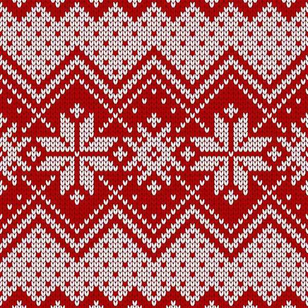 冬のセーター フェアイズル デザイン シームレスなクリスマスと新年ウール ニット パターン 雪の結晶のベクトル図 休日の伝統的な背景 — ストックベクタ