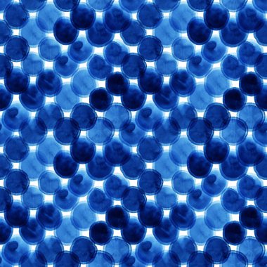 Sulu boya Dikişsiz desen ile mavi lekeli. Modern arka plan, illüstrasyon. Tekstil, duvar kağıdı, ambalaj kağıdı, vb için şablon.