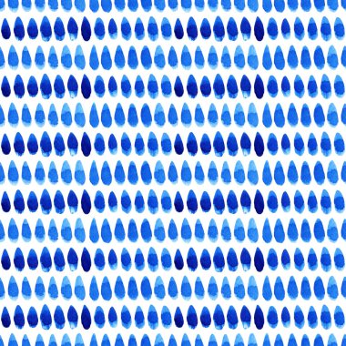 Mavi yağmur damlaları ile sulu boya Dikişsiz desen. Modern arka plan, illüstrasyon. Tekstil, duvar kağıdı, ambalaj kağıdı, vb için şablon.