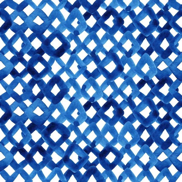Sulu Boya Dikişsiz Desen Mavi Rhombus Ile Modern Arka Plan — Stok fotoğraf