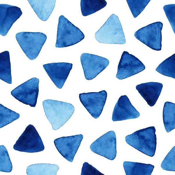 Aquarelle Motif Sans Couture Avec Des Triangles Bleus Contexte Moderne — Photo