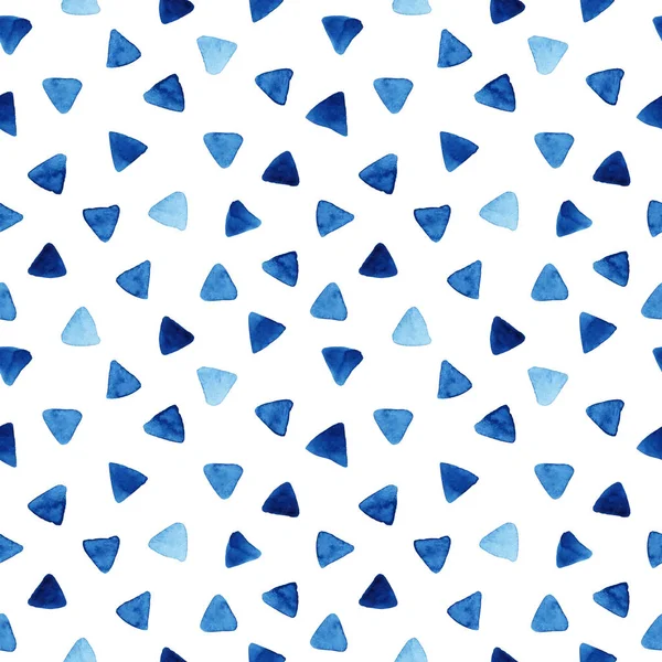 Watercolor Seamless Pattern Blue Triangles Abstract Modern Background Illustration Template — Stock Photo, Image