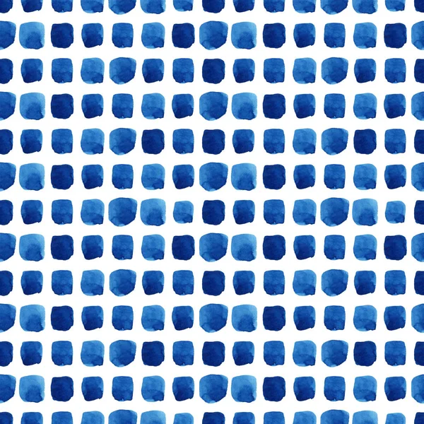 Ακουαρέλα Μοτίβο Άνευ Ραφής Μπλε Τετράγωνα Αφηρημένη Σύγχρονη Φόντο Εικονογράφηση — Φωτογραφία Αρχείου