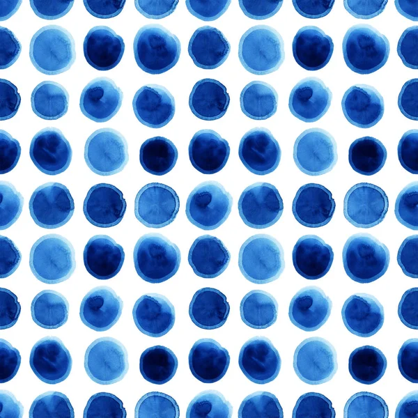 Patrón Sin Costuras Acuarela Con Lunares Azules Fondo Moderno Abstracto — Foto de Stock