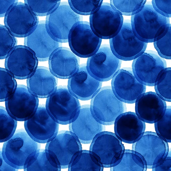 Aquarel Naadloze Patroon Met Blauwe Polka Stippen Abstracte Moderne Achtergrond — Stockfoto