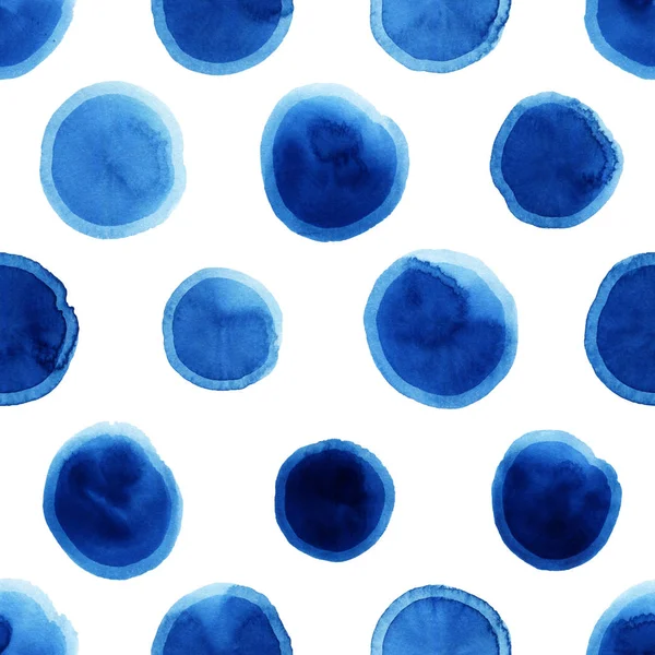 Aquarel Naadloze Patroon Met Blauwe Polka Stippen Abstracte Moderne Achtergrond — Stockfoto