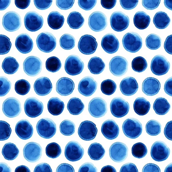 Patrón Sin Costuras Acuarela Con Lunares Azules Fondo Moderno Abstracto — Foto de Stock