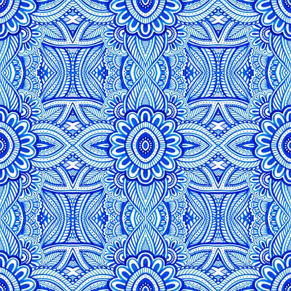 Nahtlose Muster Mit Abstrakten Motiven Blaues Muster Indischen Stil Orientalischer — Stockfoto