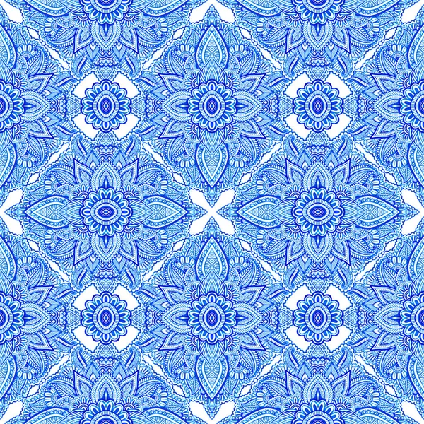 Nahtlose Muster Mit Abstrakten Motiven Blaues Muster Indischen Stil Orientalischer — Stockfoto