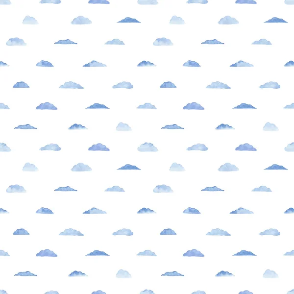 Watercolor Seamless Pattern Clouds White Background Weather Illustration Abstract Modern — Stock Photo, Image