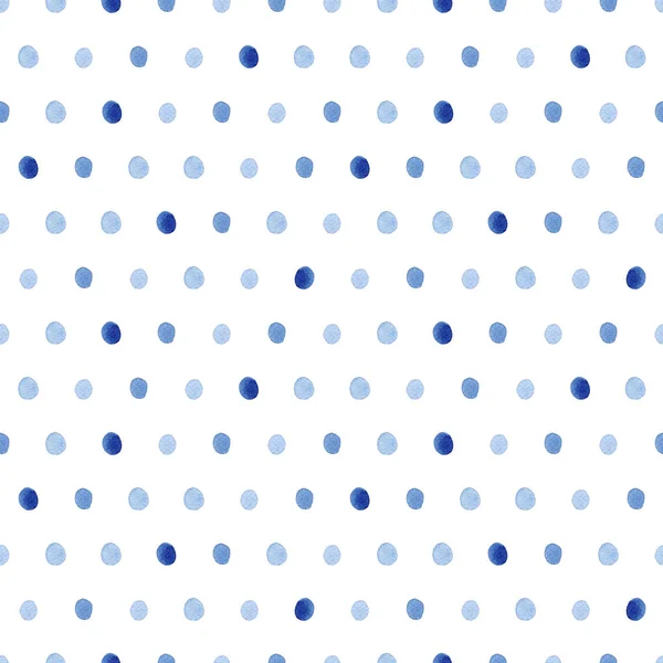 Watercolor Seamless Pattern Blue Polka Dots Abstract Modern Background Illustration — Stock Photo, Image