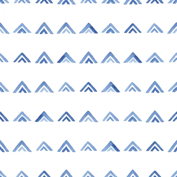 파란색 삼각형 수채화 패턴입니다 추상적인 일러스트 션입니다 포장에 — 스톡 사진