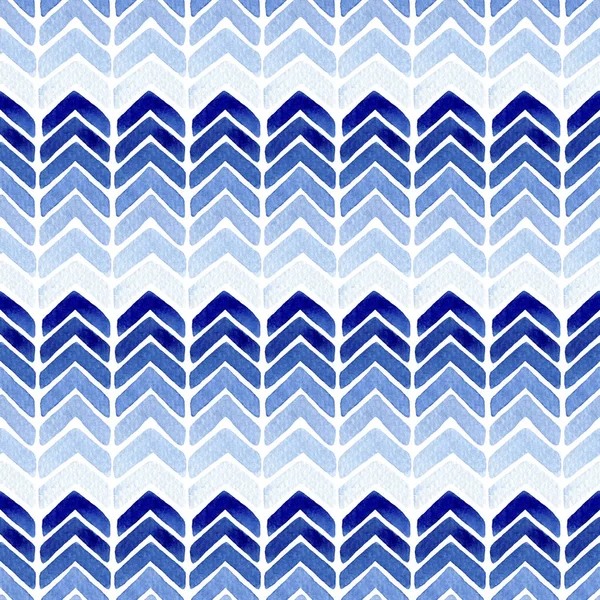 Aquarelle Motif Sans Couture Avec Des Rayures Zigzag Bleu Contexte — Photo