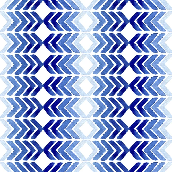 青い菱形と矢の水彩のシームレスなパターン 現代の抽象的な背景の図 包装紙等のテンプレート — ストック写真