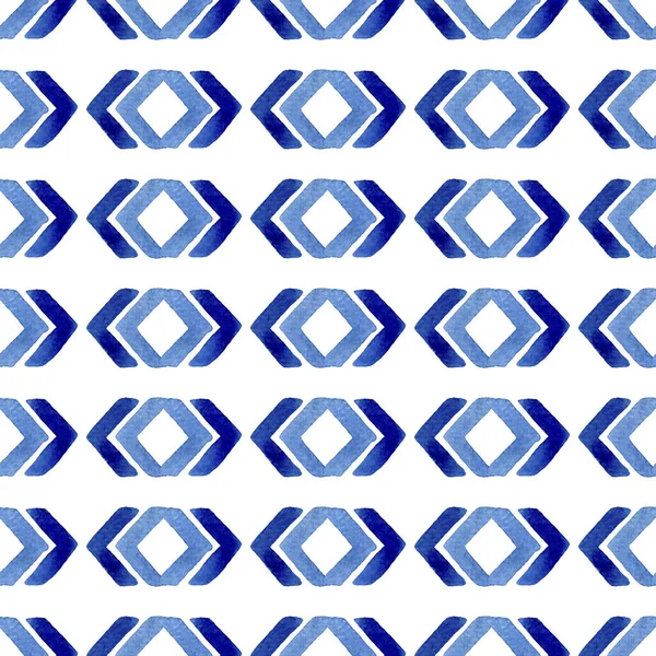 Watercolor Seamless Pattern Blue Rhombus Abstract Modern Background Illustration Template — Stock Photo, Image