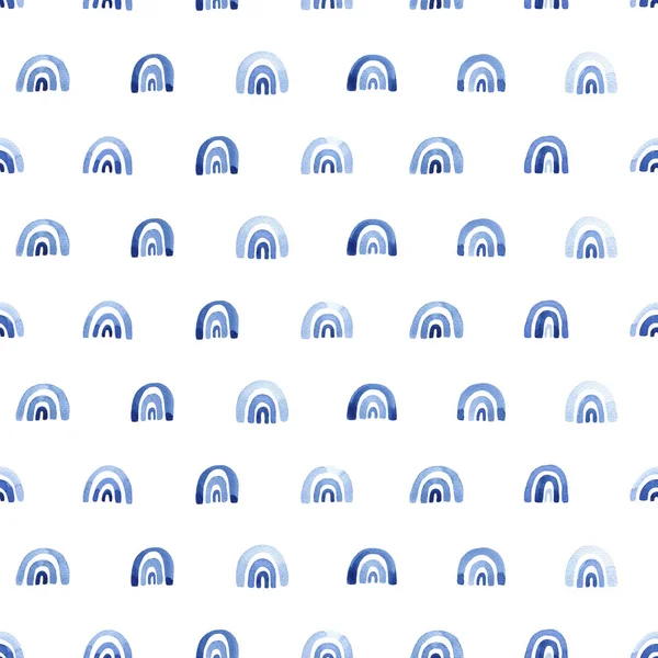 Синій Акварельний Безшовний Візерунок Арками Анотація Морських Хвиль Сучасний Фон — стокове фото