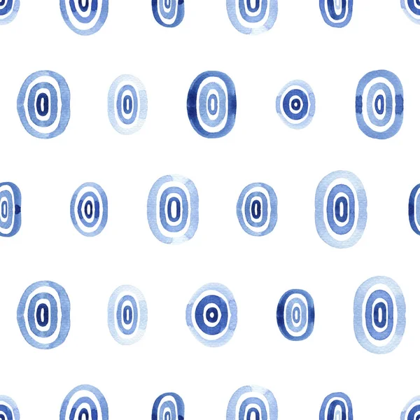 Blauwe Aquarel Naadloze Patroon Met Ellipsen Abstract Drops Moderne Achtergrond — Stockfoto