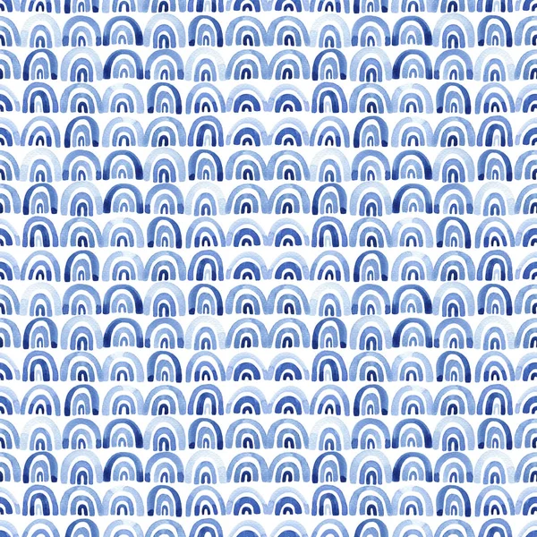 Μπλε Ακουαρέλας Χωρίς Ραφή Πρότυπο Καμάρες Αφηρημένη Θάλασσα Κύματα Σύγχρονη — Φωτογραφία Αρχείου