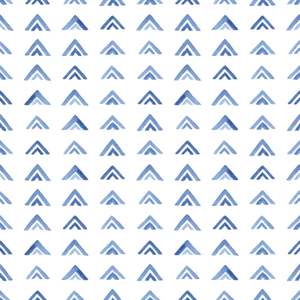 Aquarel Naadloze Patroon Met Blauwe Driehoekjes Abstracte Moderne Achtergrond Illustratie — Stockfoto